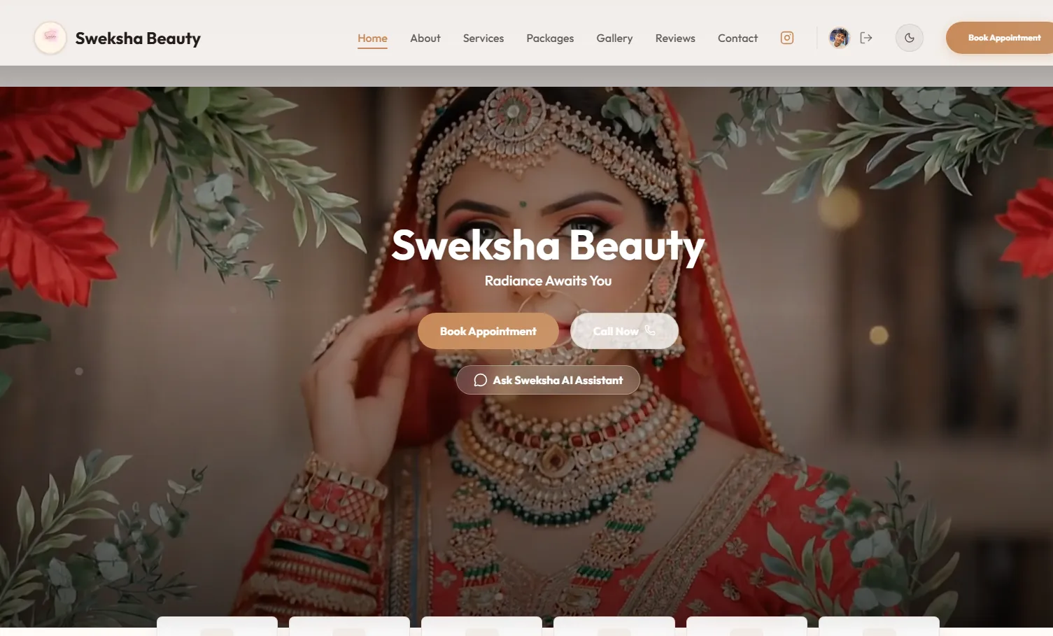 Sweksha Beauty salon website home page